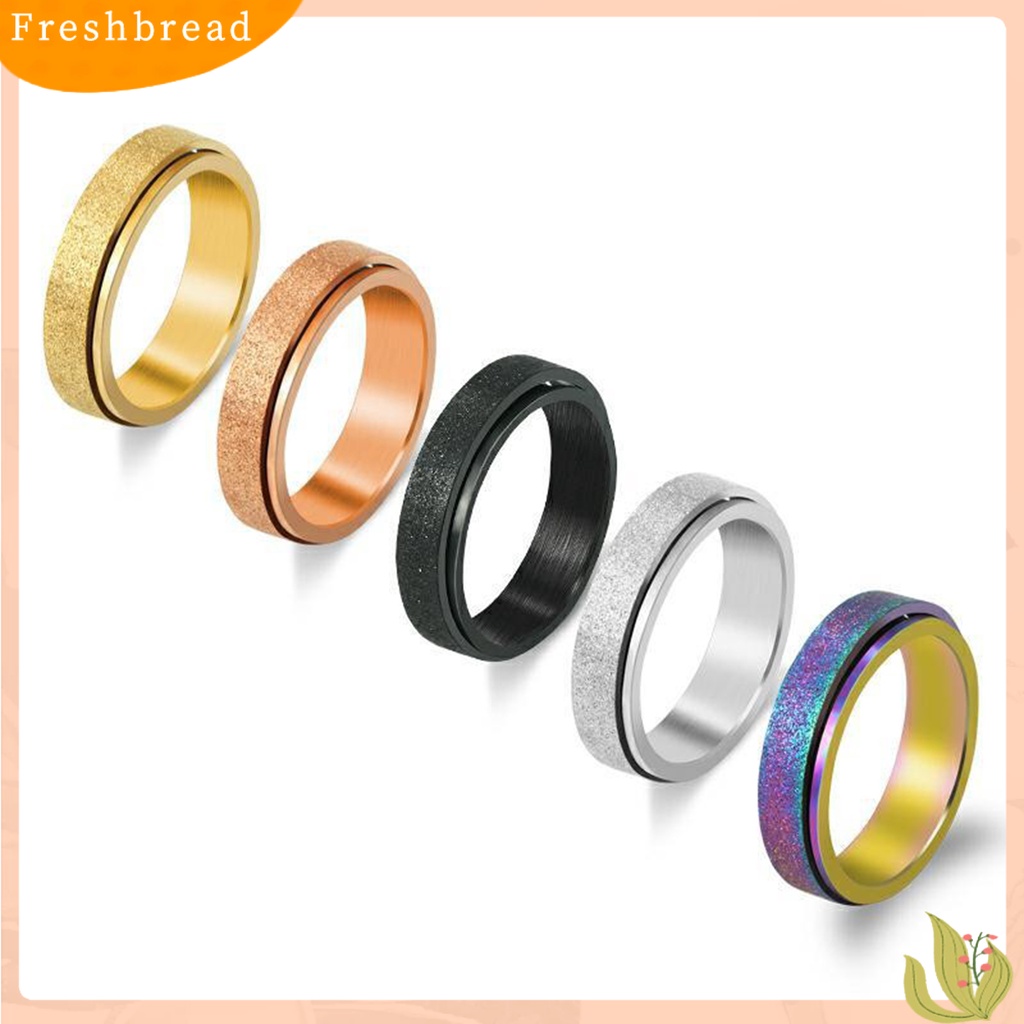 &lt; Freshbread &gt; Spinner Cincin Unisex Populer Penghilang Stress Sand Blast Finish Anti-Kecemasan Gelisah Ring Band Untuk Gaun Harian