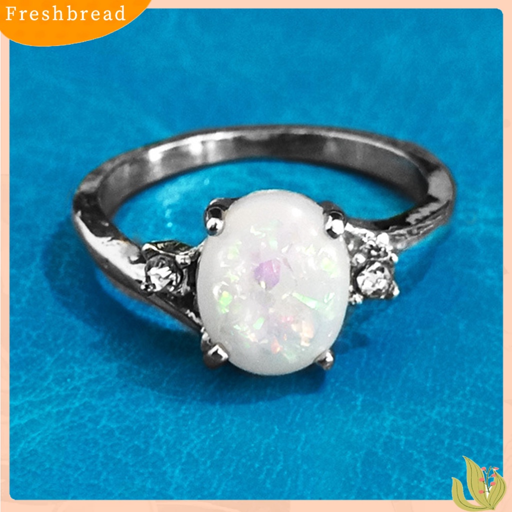 &lt; Freshbread &gt; Cincin Kilau Imitasi Opal Berlian Imitasi Hias Tembaga Gaya Wanita Ring Untuk Pernikahan