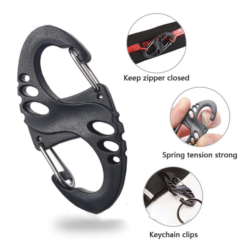 1pc Carabiner Plastik 8-berbentuk Snap Klip Gantungan Kunci Gesper Gantung Outdoor Camping Ransel Mendaki Paracord Survival Gear Gesper