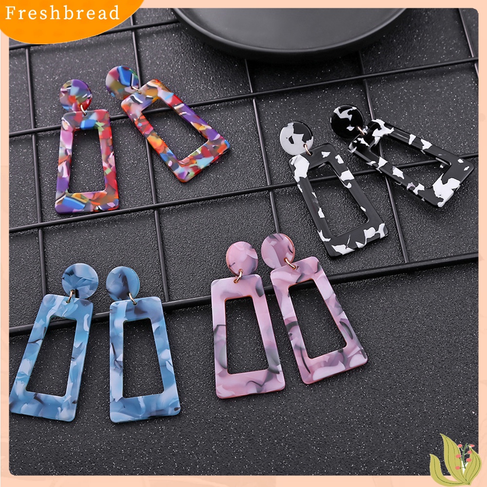 &lt; Freshbread &gt; Fashion Berongga Persegi Panjang Pernyataan Wanita Geometris Stud Earrings Perhiasan Hadiah