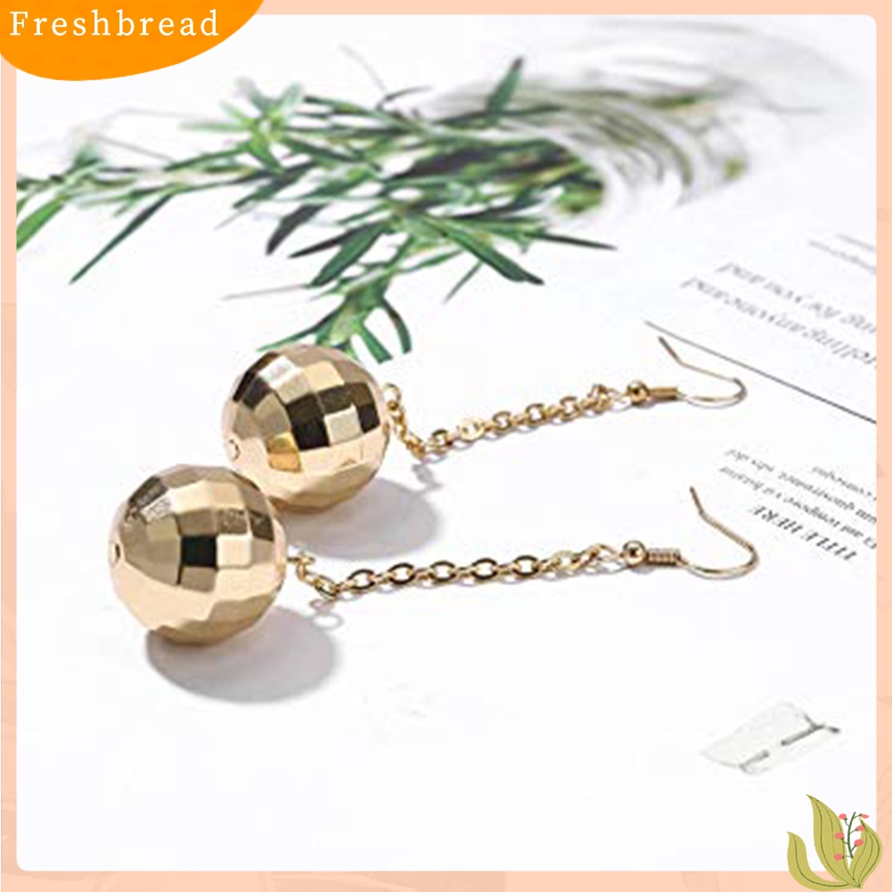 &lt; Freshbread &gt; Wanita Fashion Bola Disko Rumbai Panjang Menjuntai Kait Anting Pesta Perhiasan Hadiah