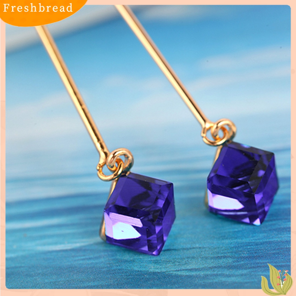 &lt; Freshbread &gt; 1pasang Wanita Fashion Panjang Menjuntai Berlian Imitasi Anting Eardrops Perhiasan Untuk Pernikahan