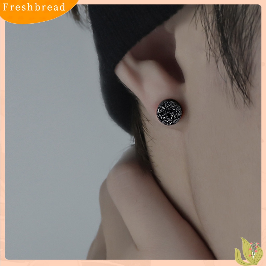 < Freshbread > 1pasang 8mm Ear Studs Bulat Mini Minimalis Perhiasan Fashion Mempesona Anting Pria Wanita Kristal Imitasi Untuk Outdoor