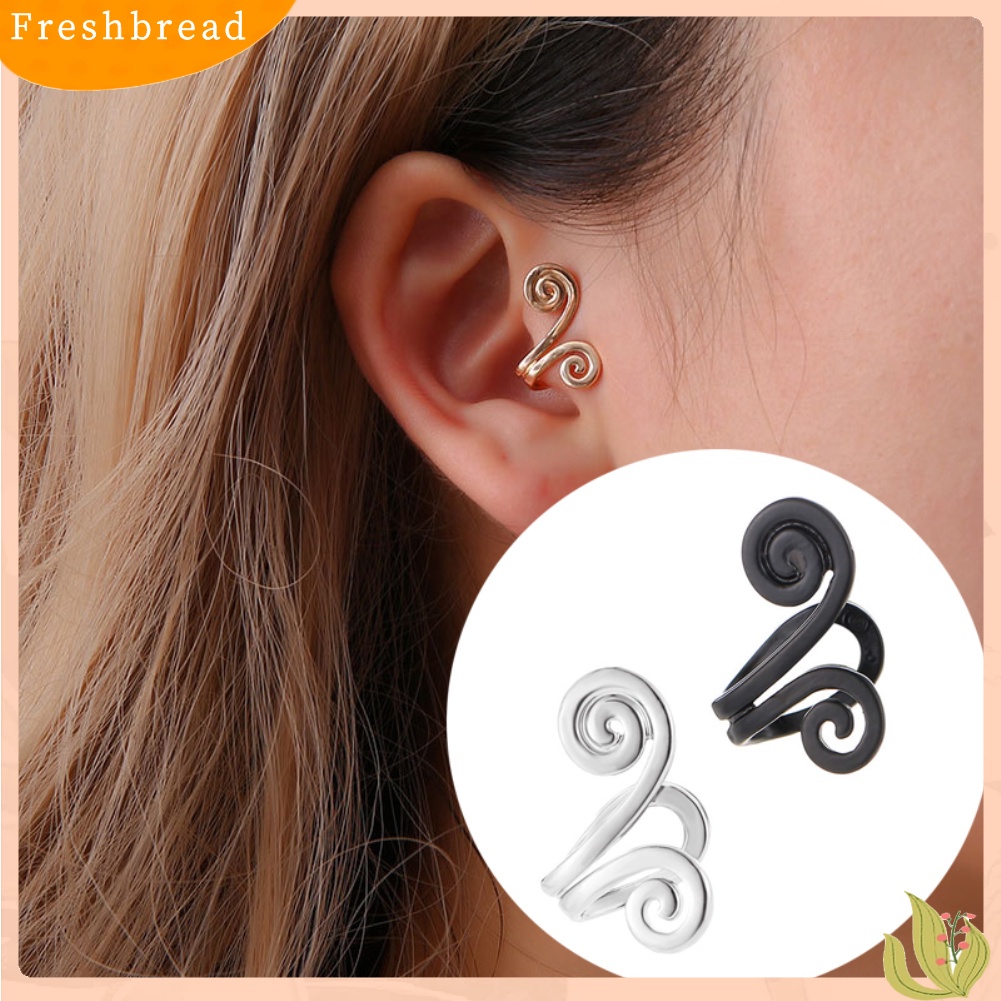 &lt; Freshbread &gt; Fashion Wanita Hoop Shape Ear Clips Earrings Hadiah Pesta Perhiasan Tanpa Tindik