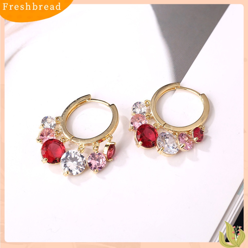 &lt; Freshbread &gt; 1pasang Anting Hoop Anting Tusuk Mata Tahan Korosi Alloy Cermin Poles Menjuntai Earrings Perlengkapan Perhiasan Untuk Perempuan