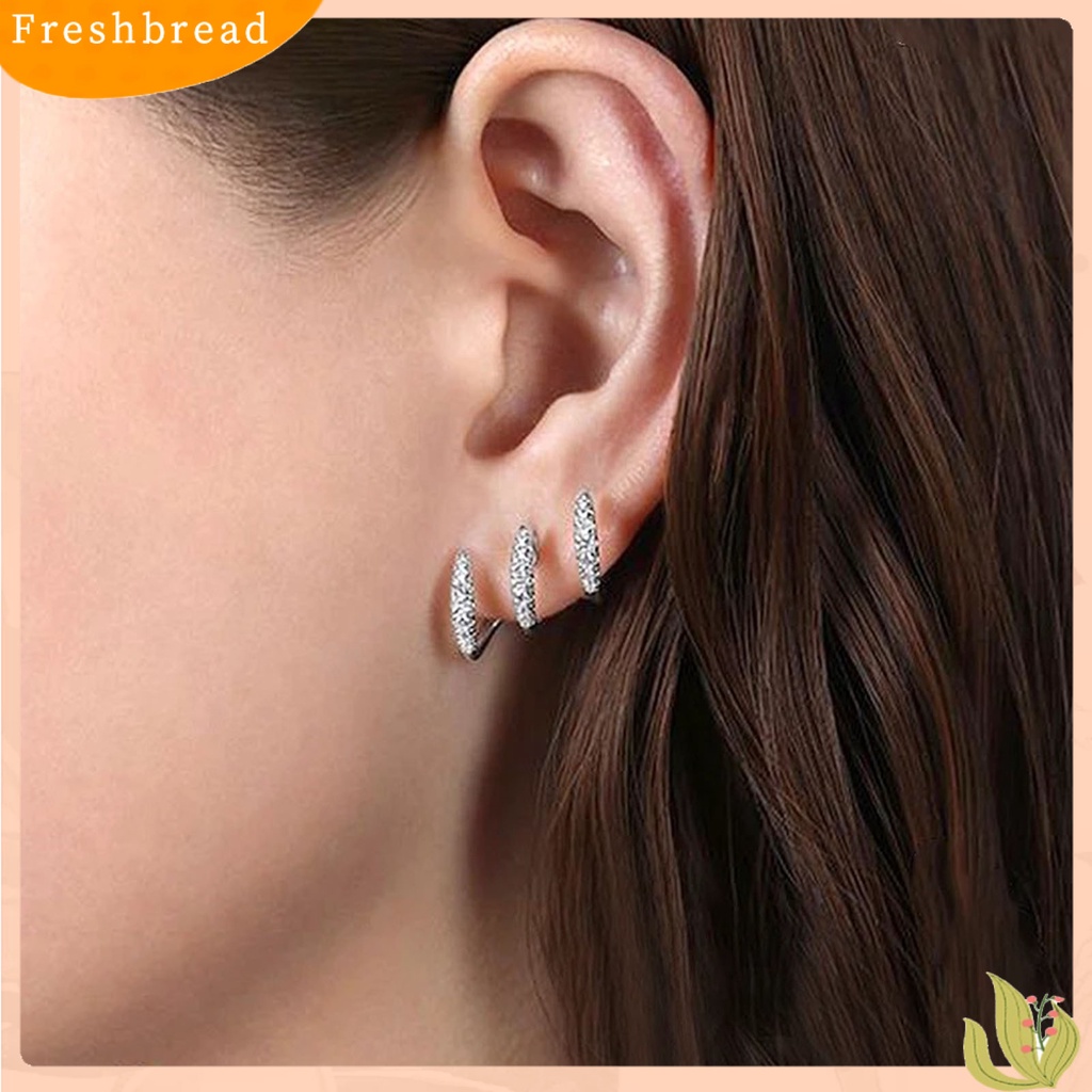 &lt; Freshbread &gt; 1pasang Anting Pejantan Tiga Lapisan Busur Temperamen Bersinar Berlian Imitasi Ear Studs Fashion Jewelry