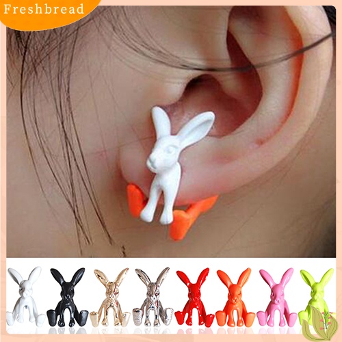 &lt; Freshbread &gt; 1Pc Wanita Kelinci Lucu Hewan Alloy Telinga Stud 3D Bunny Earring Fashion Perhiasan