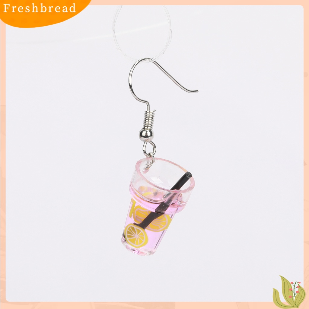 &lt; Freshbread &gt; 1pasang Drop Earrings Bentuk Indah Tahan Air Resin Anting Minum Jus Botol Liontin Telinga Perhiasan Hadiah Ulang Tahun