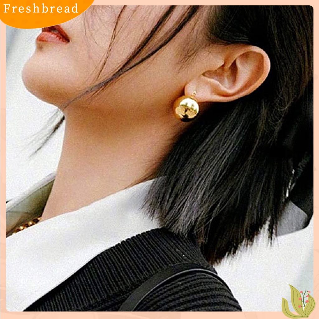 &lt; Freshbread &gt; 1pasang Anting Wanita Bentuk Bola Temperamen Indah Punk Bulat Hoop Earrings Perhiasan Hadiah