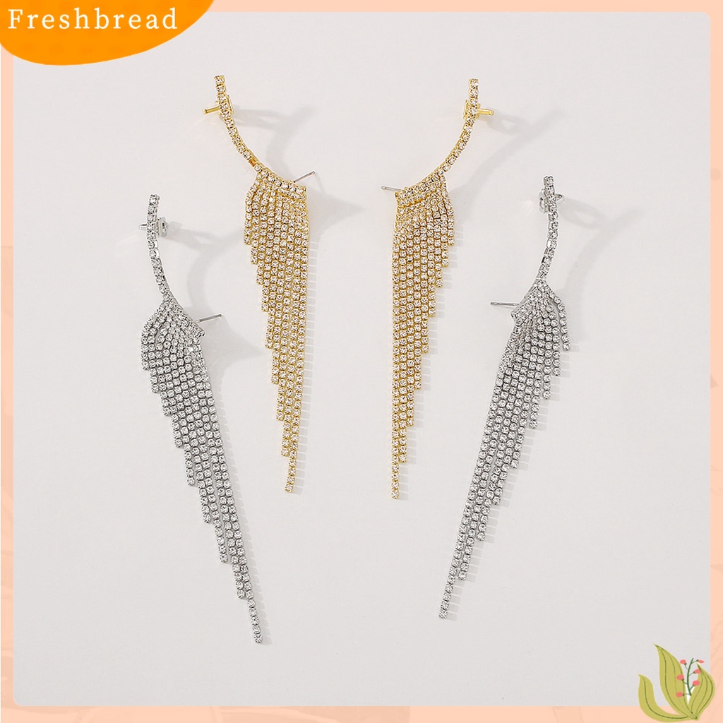 &lt; Freshbread &gt; 1pasang Drop Earrings Mutilayer Jumbai Berlian Imitasi Perhiasan Temperamen Berkilau Menjuntai Anting Untuk Perjamuan