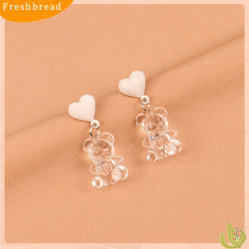 &lt; Freshbread &gt; 1pasang Anting Drop Bentuk Beruang Chic Nyaman Kartun Beruang Manis Anting Untuk Hadiah