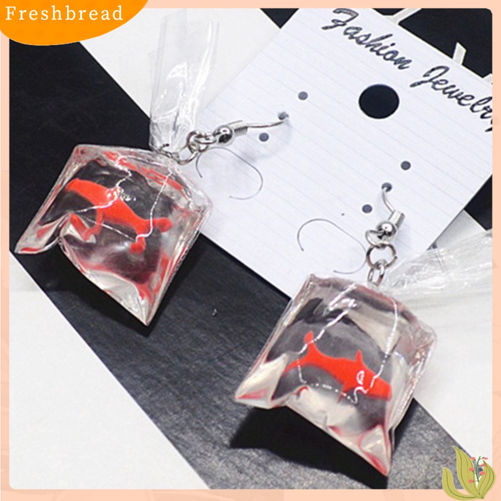 &lt; Freshbread &gt; 1pasang Anting Menjuntai Liontin Anting Resin Anti Cacat Ramah Kulit Dengan Kantong Air Ikan Mas Untuk Anak Perempuan