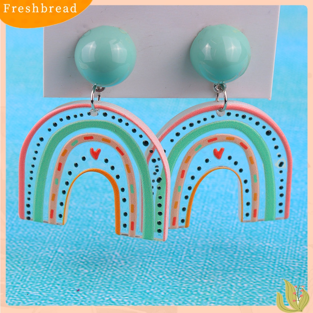 &lt; Freshbread &gt; 1pasang Anting Tusuk Lucu Bebas Alergi Akrilik Desain Kreatif Awan Pelangi Anting Menjuntai Untuk Perempuan