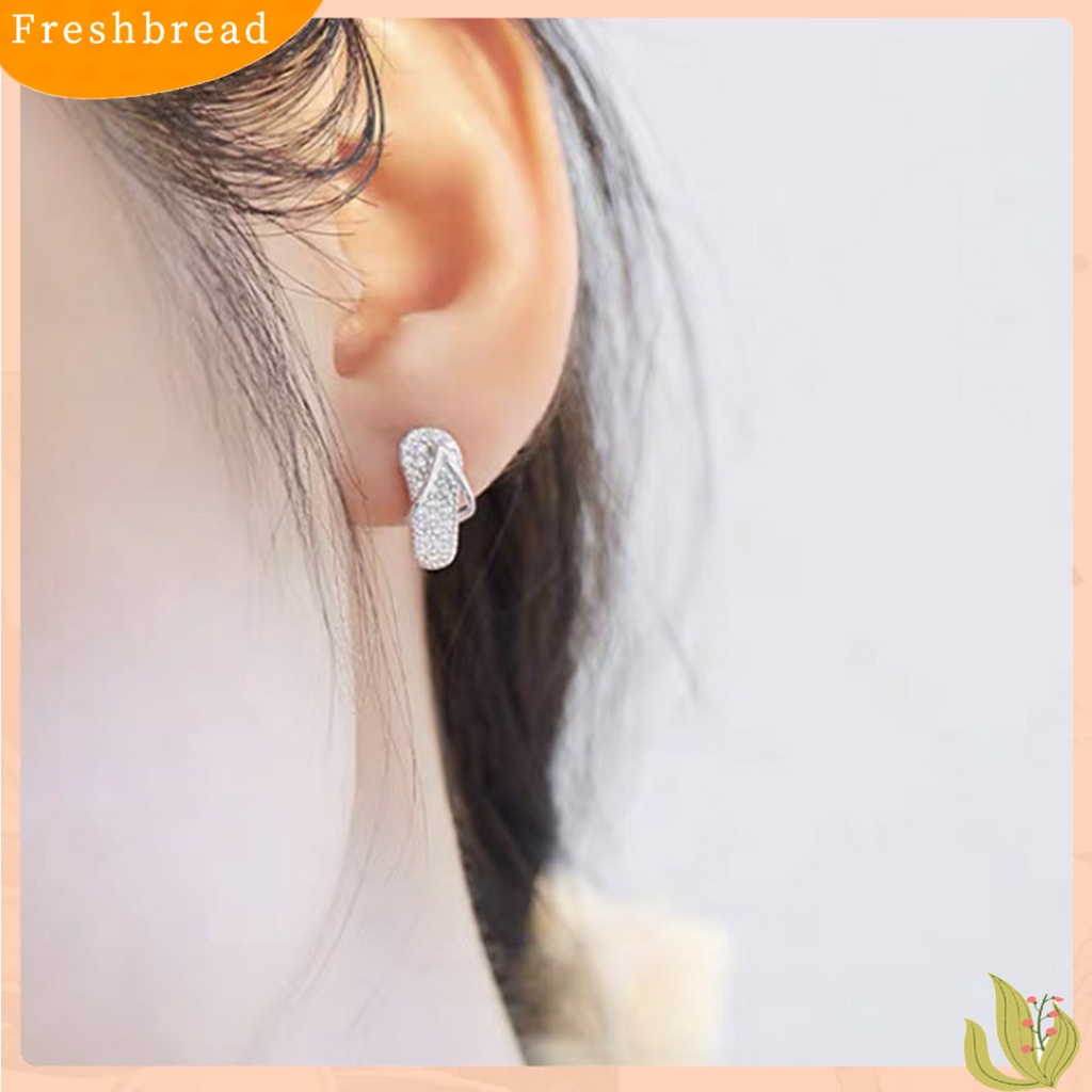 &lt; Freshbread &gt; Anting Kreatif Gaya Alloy Lucu Berbentuk Slipper Women Ear Studs Untuk Wanita