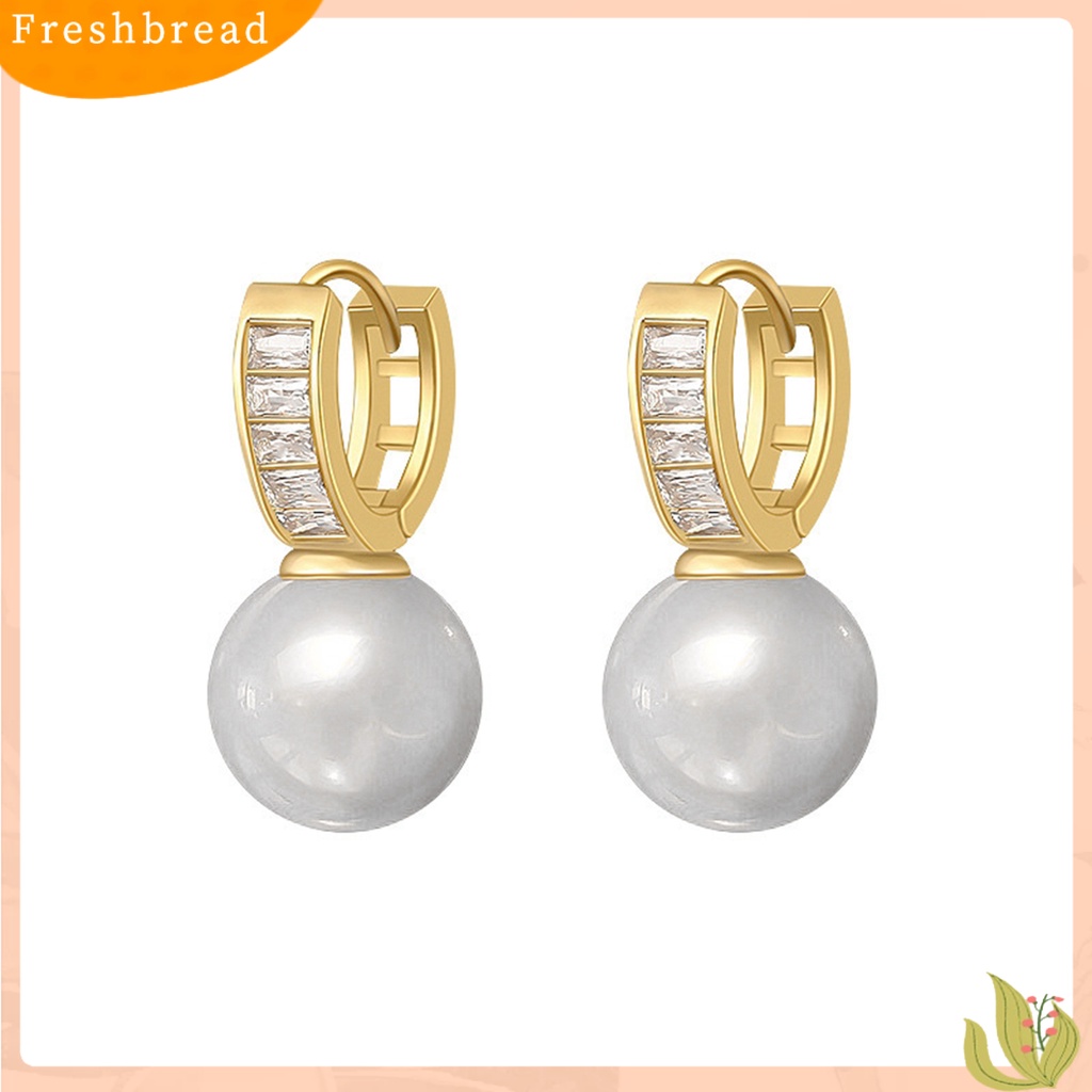 &lt; Freshbread &gt; 1pasang Drop Earrings Gaya Perancis Retro Berongga Bentuk U Elegan High Gloss Mutiara Imitasi Wanita Earrings Fashion Jewelry