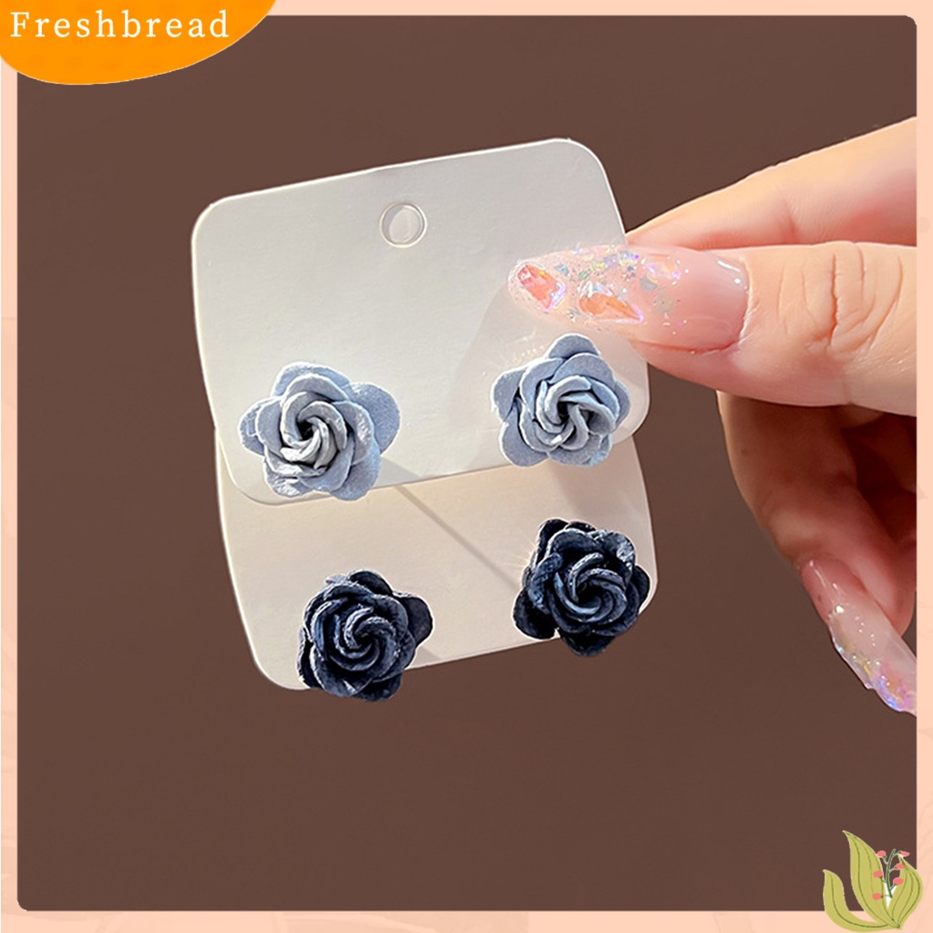 &lt; Freshbread &gt; 1pasang Anting Wanita Gaya Gelap Indah Telinga Dekorasi Kepribadian Biru Enchantress Rose Retro Ear Studs Untuk Pacaran