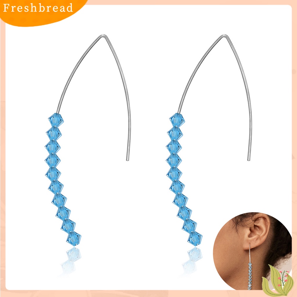 &lt; Freshbread &gt; Wanita Tindik Bentuk V925Silver Panjang Earwire Ear Hooks Earrings Untuk Belanja