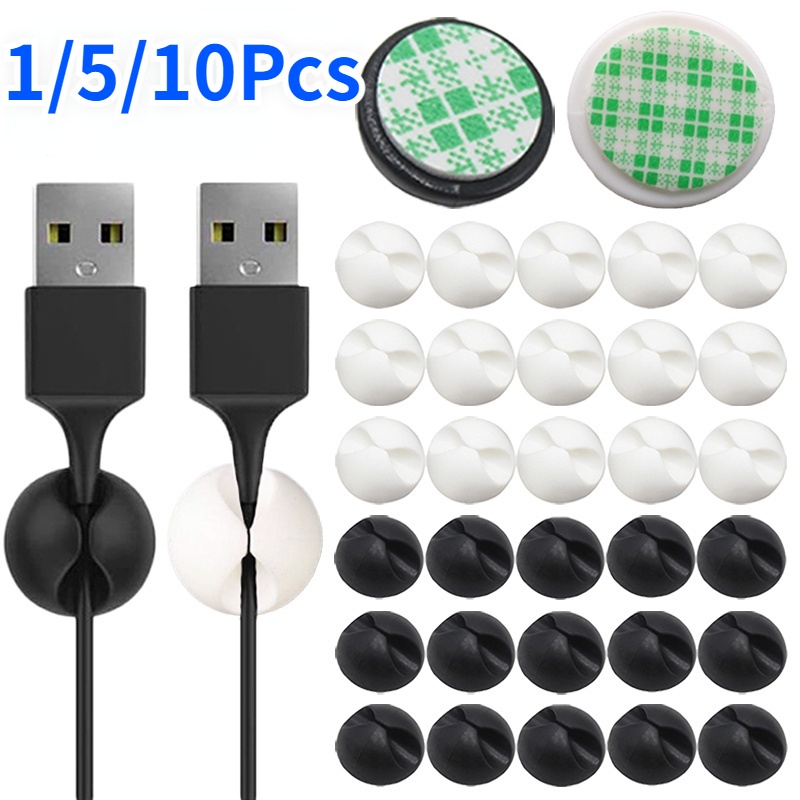 5/10pcs Silikon Putaran Cord Holder USB Winder Organizer Kawat Tetap Klip Pemegang Perekat Diri Perlindungan Kabel Klip Kabel Klip Rumah Kantor Desktop Cable Manager Winder Mini