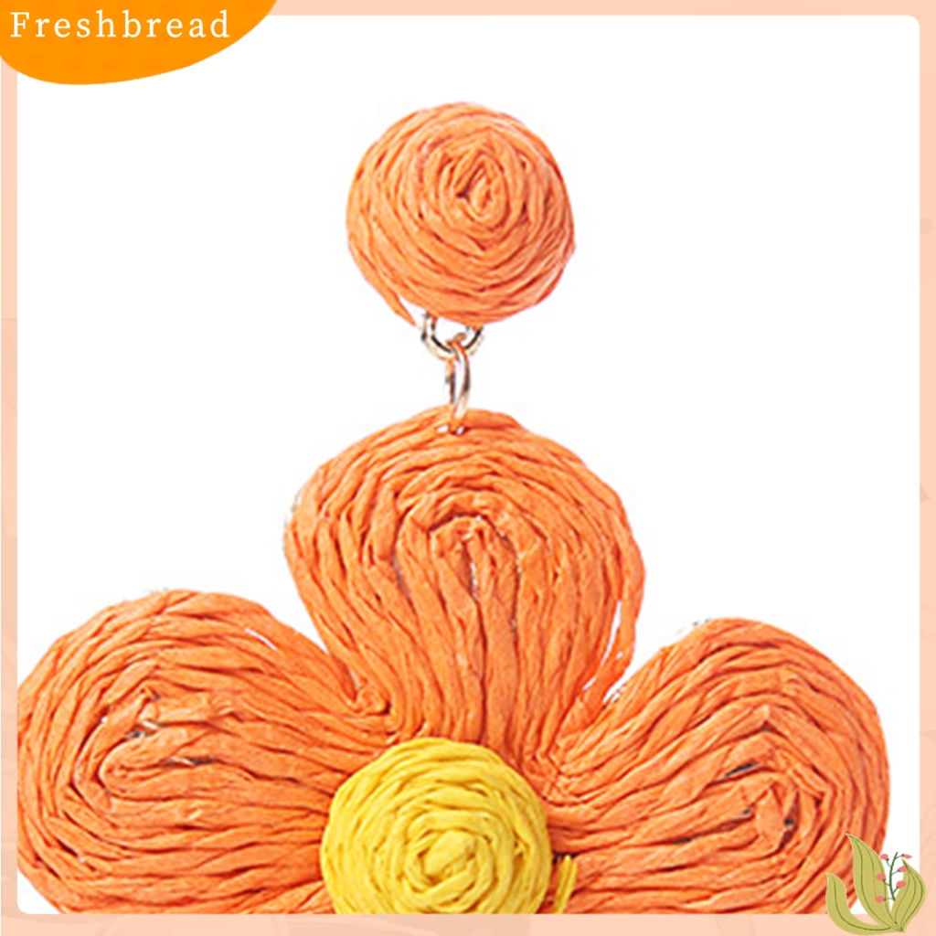 &lt; Freshbread &gt; 1pasang Anting Wanita Bunga Warna Cerah Perhiasan Gaya Liburan Floral Drop Earrings Untuk Pantai