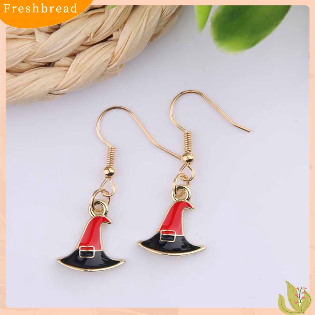 &lt; Freshbread &gt; 1pasang Hantu Lucu Halloween Anting Paduan Topi Labu Sapu Drop Hook Anting Perhiasan Pesta