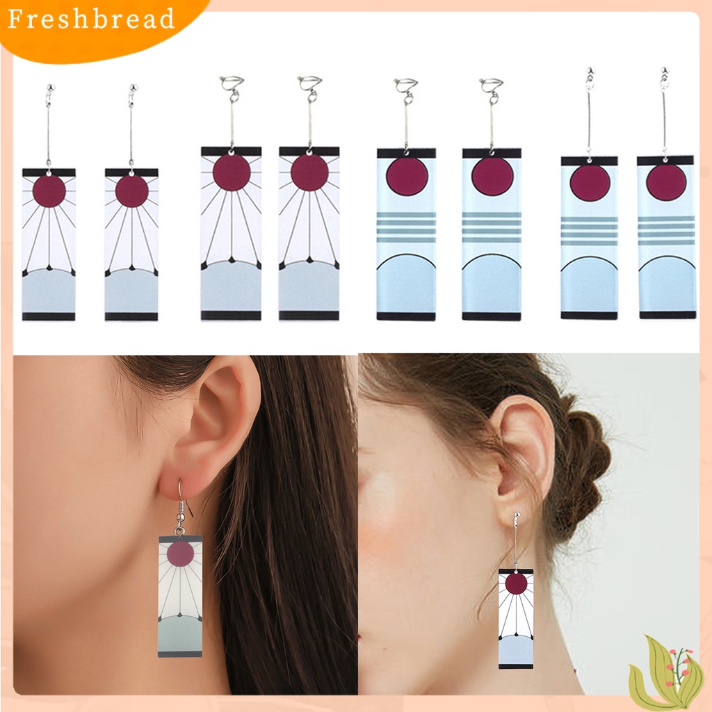 &lt; Freshbread &gt; 1pasang Anting Tanjiro Kreatif Kostum Cosplay Tetesan Telinga Bergaya Akrilik Untuk Aksesoris Perhiasan