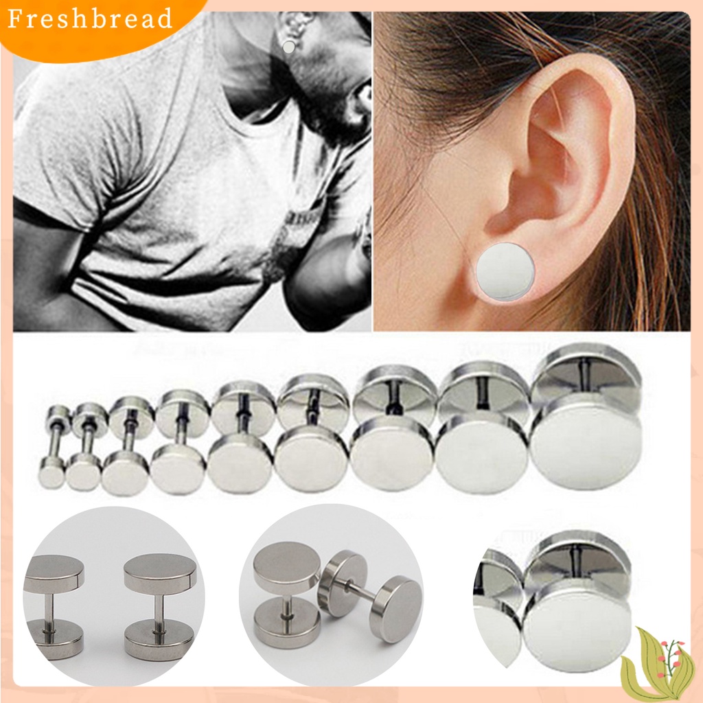 &lt; Freshbread &gt; Anting Stud Simplicity Dekorasi Tidak Alergi Bulat Pria Ear Studs Hadiah Ulang Tahun