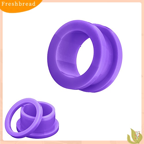 &lt; Freshbread &gt; 1pasang Katrol Desain Berongga Besar Flare Earring Ear Gauges Ring Soft Plugs Tunnels