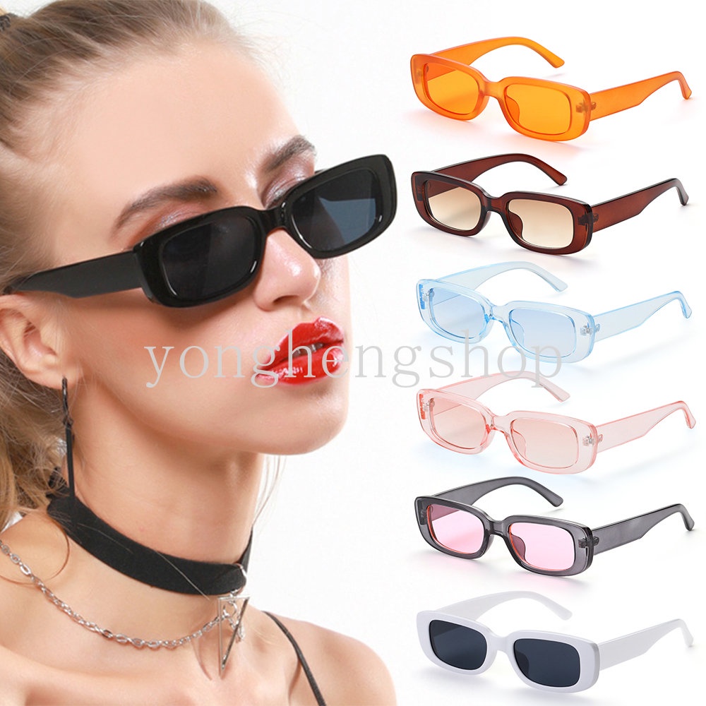 Fashion Sederhana Retro Persegi Panjang Kacamata Unisex Perjalanan Kacamata Matahari UV400 Perlindungan Kacamata Eyewear Gaya Punk Hip-hop Sunglass