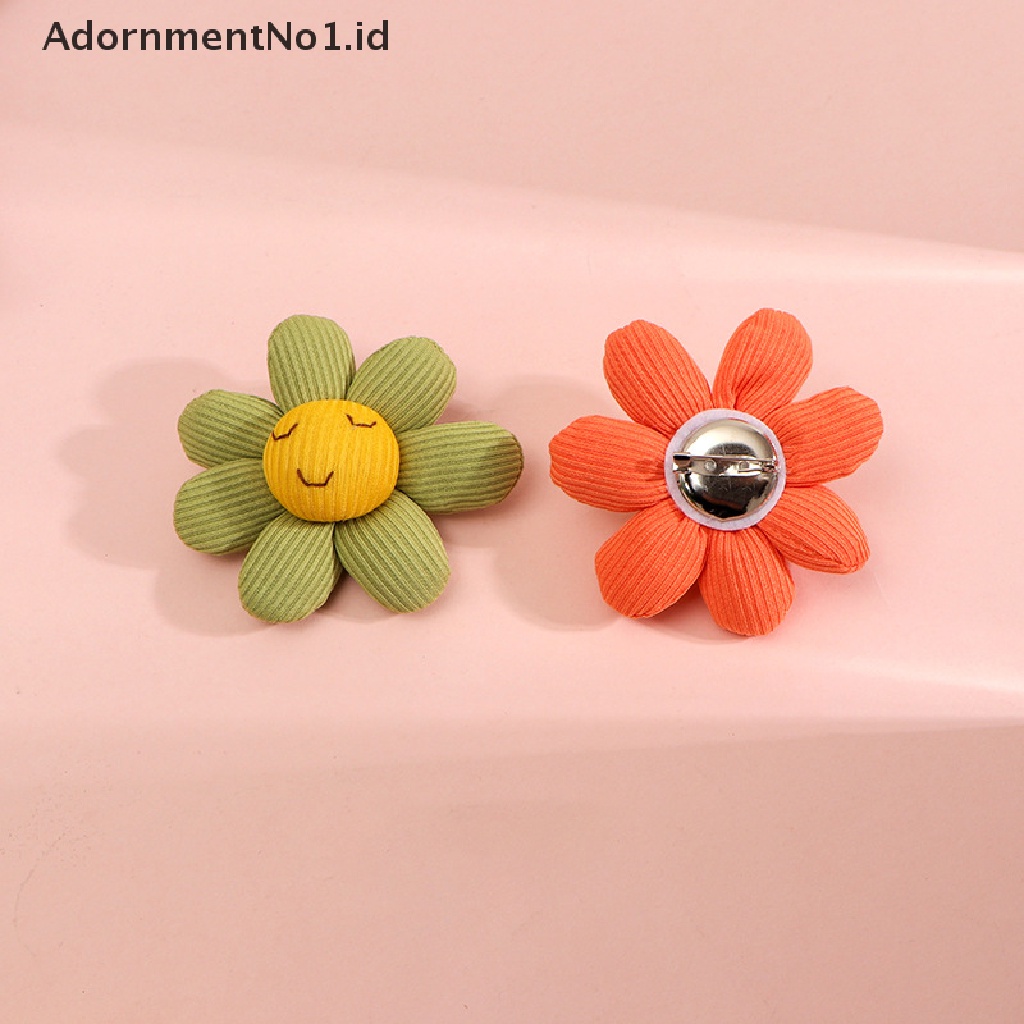 [AdornmentNo1] Katun Puffy Sunflower Smiley Face Bros Untuk Wanita Fashion Tanaman Kerah Pin Lencana Bros Pakaian Tas Aksesoris Perhiasan [ID]