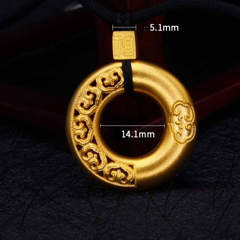 Goldkingdom Aksesoris Perhiasan Fashion Ready Stock Fuzi Ruyi Kerawang Safety Clasp Lapis Emas Gold Kuno Liontin Cincin Kalung