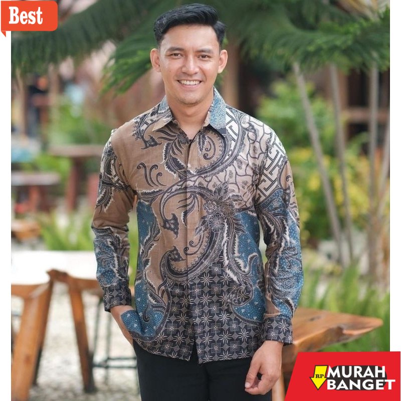 KEMEJA BUAT LEBARAN UNTUK PRIA TERBARU- Kemeja Luna Denim Kemeja Batik Cowok Lengan Panjang Baju Bat