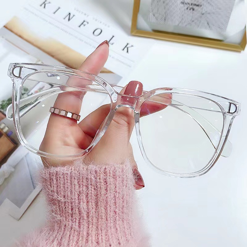 Korea Fashion D Huruf Kacamata Anti Cahaya Biru Ins Retro Bingkai Besar Kacamata Wanita Kacamata Baru Kacamata Murah