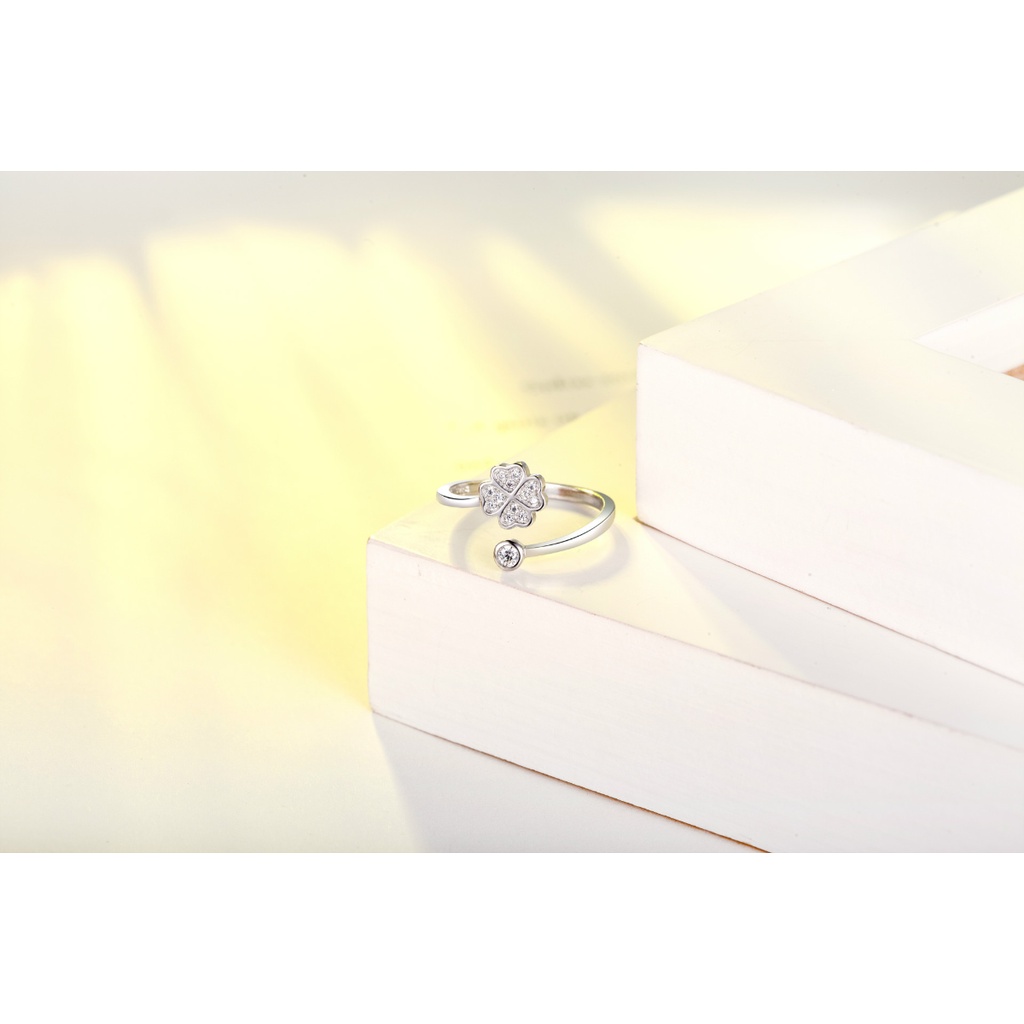 Goldkingdom Aksesoris Perhiasan Fashion Ready Stock Cincin Fashion Sederhana Satu Set Pernyataan Dengan Berlian, Cincin Pembukaan Semanggi Empat Daun