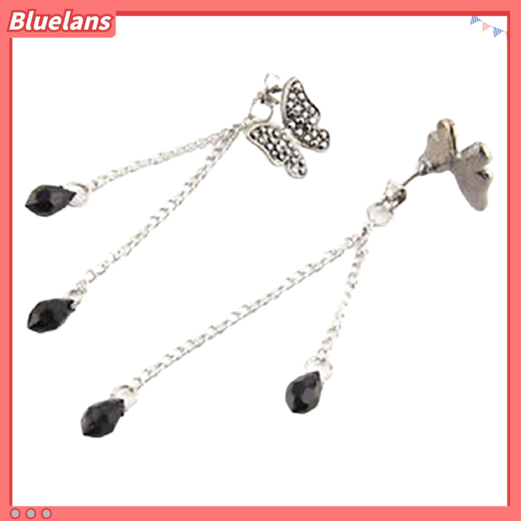 {In Stock} Perhiasan Anting Drop EarringS Vintage Alloy Butterfly Anting Rumbai Panjang Untuk Wanita