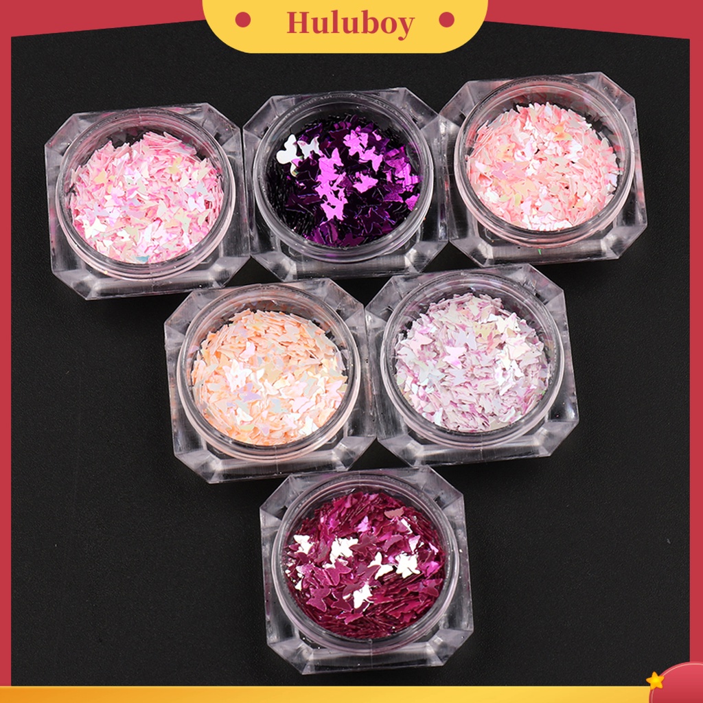 {In Stock} 6Pcs/Set Manicure Decor Cantik Bersinar Tempel Mudah Hidup Kreatif DIY Ringan Bentuk Kupu-Kupu Kuku Glitter Sequin Untuk Wanita