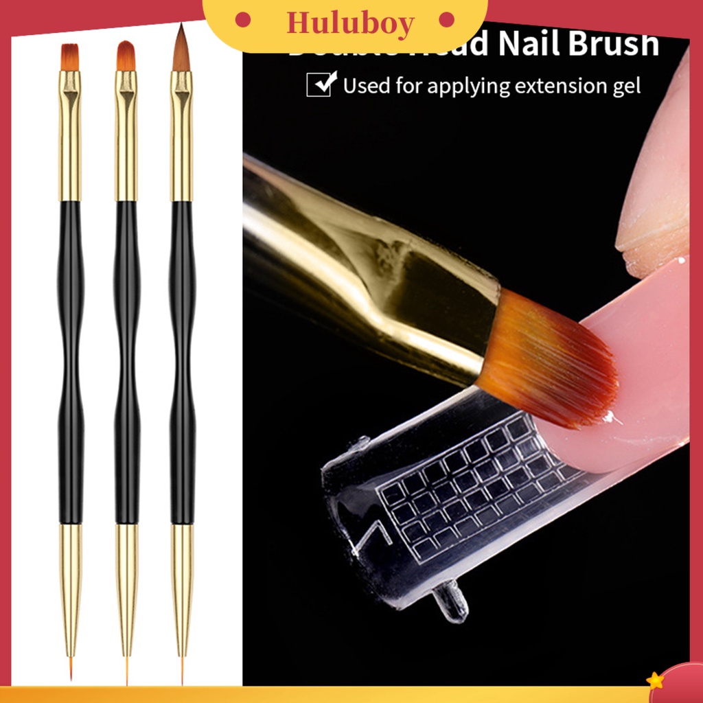 {In Stock} Nail Art Pen Dual Head Comfortable Grip Ergonomic Handle Ultra-light Aplikasi Lebar Dekoratif Sikat Kuku Plastik Lukisan Liner Pen Manicure Design Perlengkapan Kuku