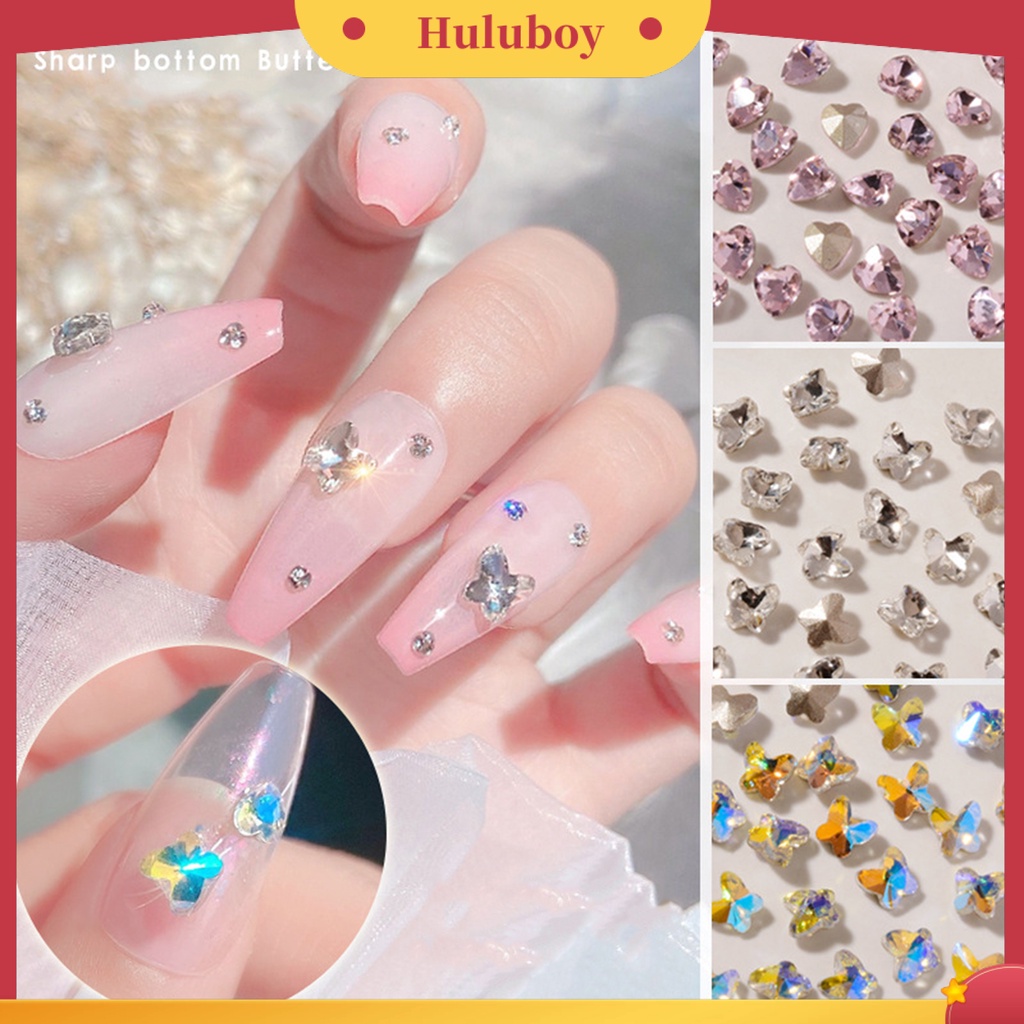 {In Stock} 10Pcs Ornamen Kuku Bentuk Kreatif Warna Hidup Kristal Imitasi Efek 3D Jantung Nail Art Dekorasi Pesona Kuku Untuk Pelajar