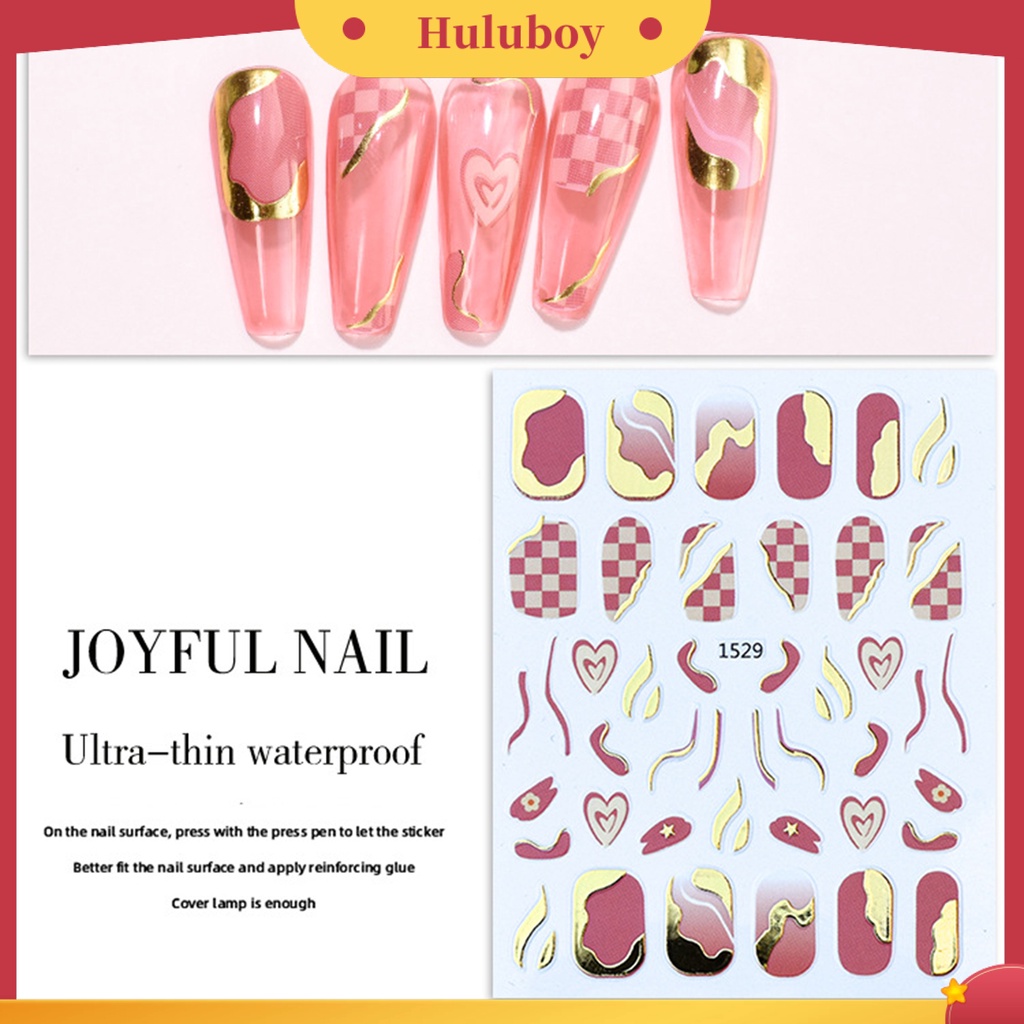 {In Stock} Nail Transfer Fabulous Efek 3D Ultra Tipis Dekorasi Stiker Sparkly Geometri Garis Decals Untuk Manicure