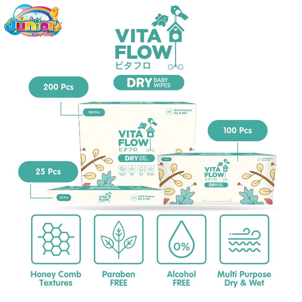 Vitaflow Dry Baby Wipes - Tisu