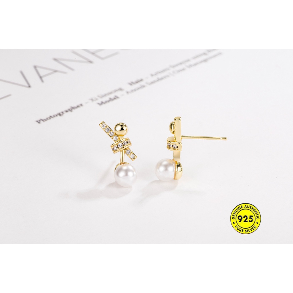 Anting Wanita Mutiara Berlian Imitasi Shell Simpul Emas 18K U1213