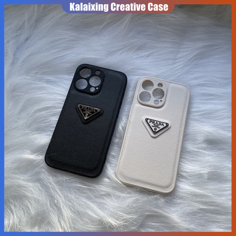 Prada Hard Case Bahan Kulit Untuk iPhone 14 Pro Max 14 Plus 13 12 11 Pro Max X Xs Max XR