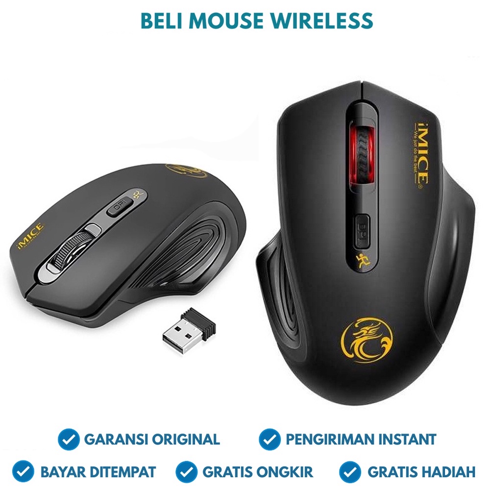 Mouse Gaming Wireless Tanpa Kabel Silent Bluetooth Ergonomic Wireless Gaming Mouse 2000 DPI
