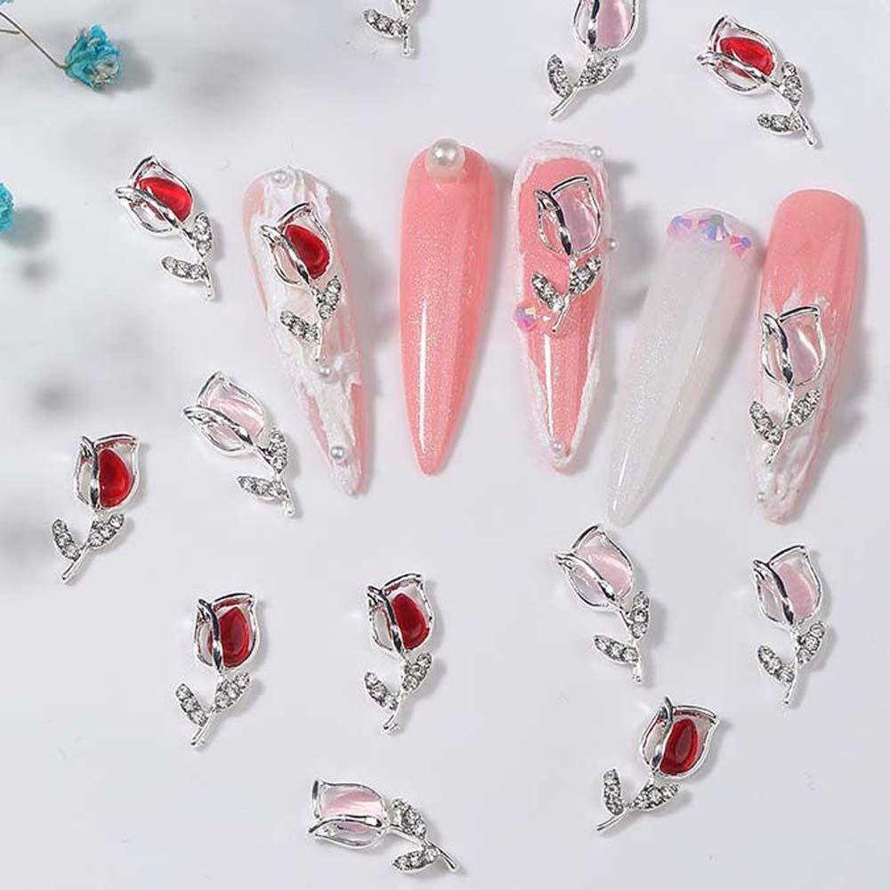 AUGUSTINA Agustina Bunga Hiasan Kuku Fashion Nail Charms Cahaya Mewah Nail Art Jepang 3D Nail Art Drills