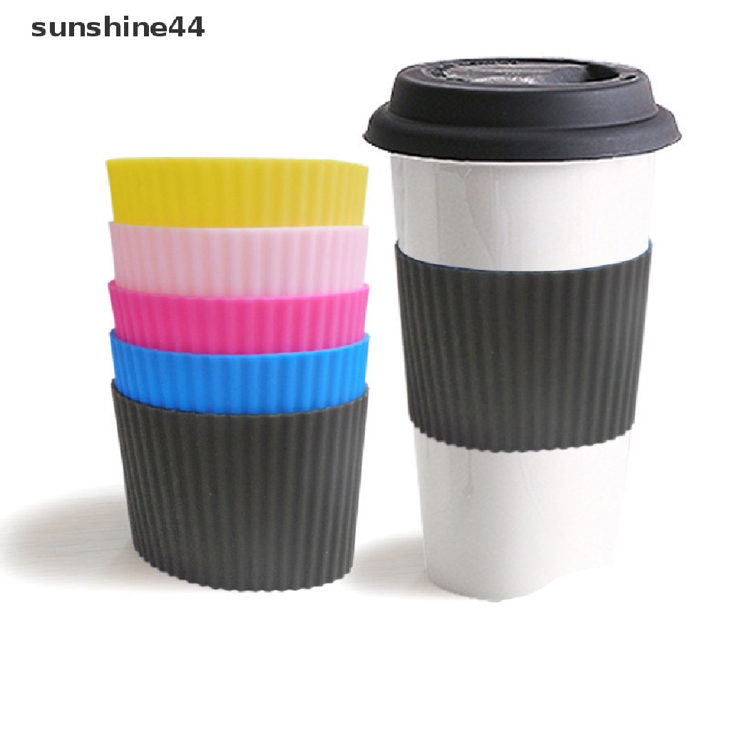 Sunshine Silicone Non-slip Mug Sleeve Penutup Botol Kaca Peredam Panas Bottle Sleeves ID