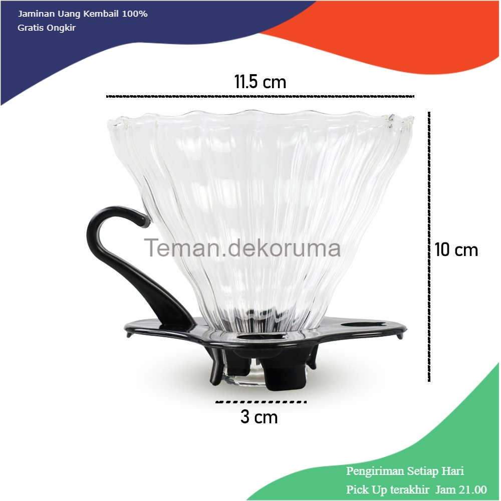 TD - DPR DUOLVQI Wadah Filter Kopi Kaca V60 Reusable Glass Coffee Dripper - SD-8106