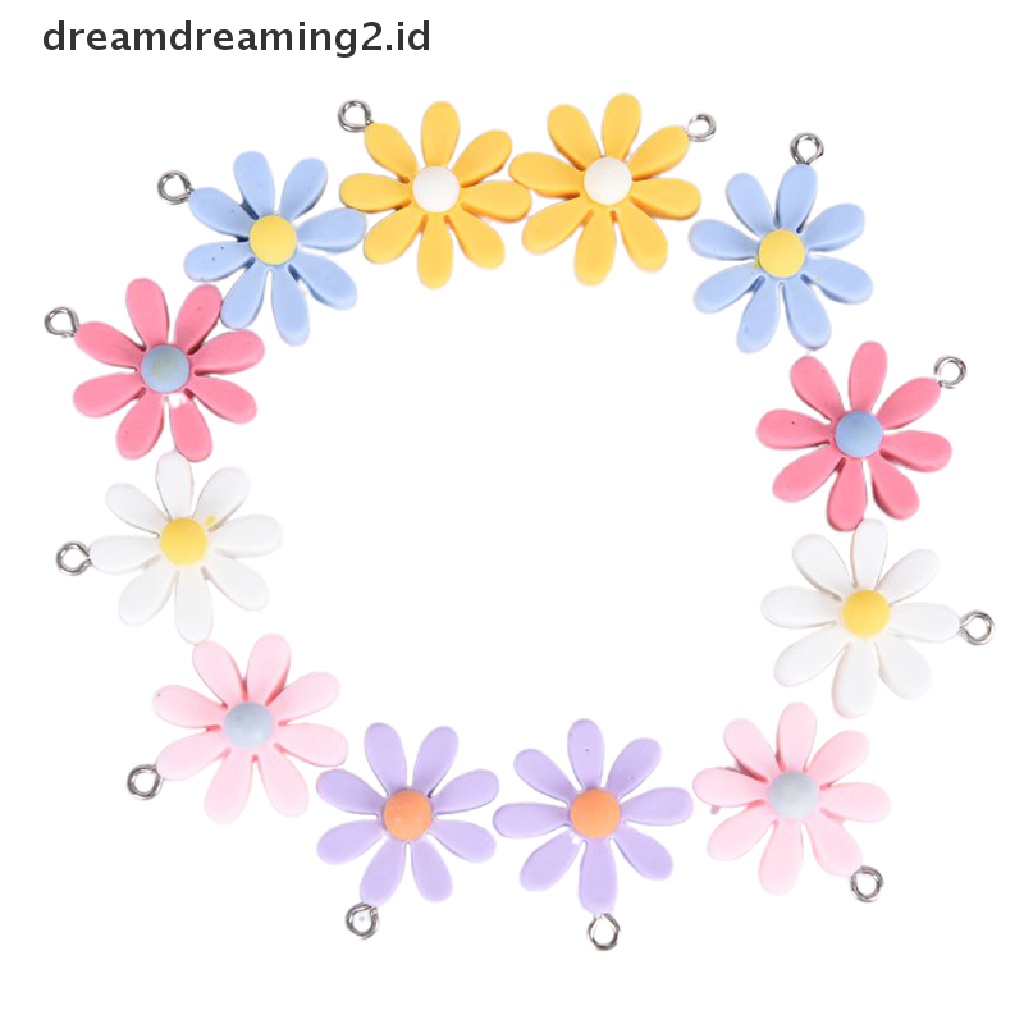 (hot) 10pcs/set Resin Little Daisy Sun Flower Ch Liontin Membuat Perhiasan DIY Craft//