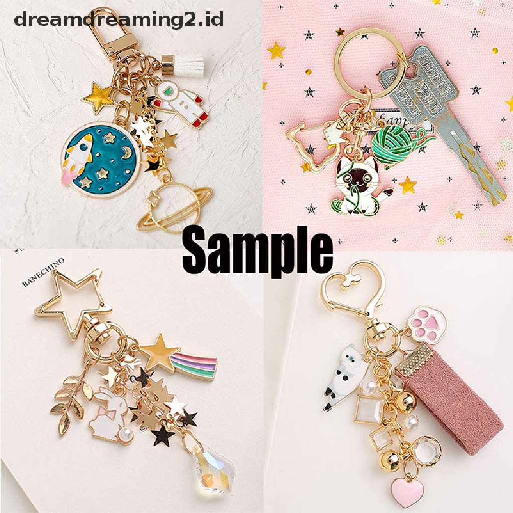 (hot) 10 Pcs Bintang Pentagram Berongga Gantungan Kunci Key Ring DIY Aksesoris Lobster Clasp//