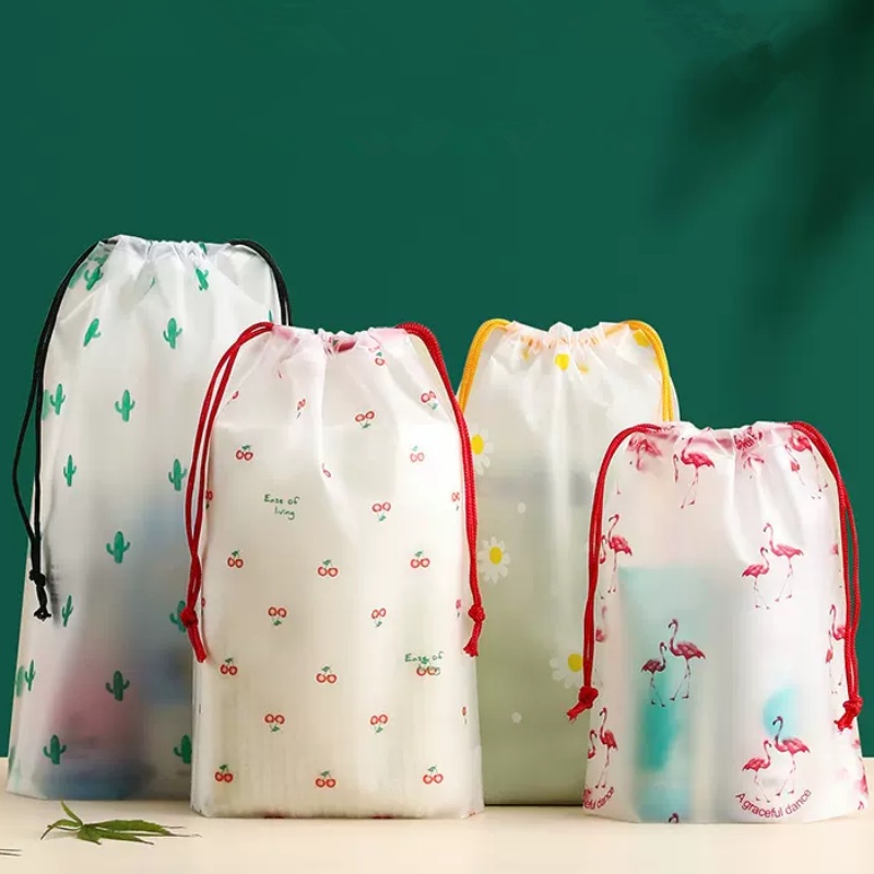 We Flower S/M/L Portabel Lucu Kartun PVC Tas Penyimpanan Serut Kantong Tahan Air Untuk Alat Tulis Perjalanan Rumah Aksesoris Perhiasan Organizer Bags