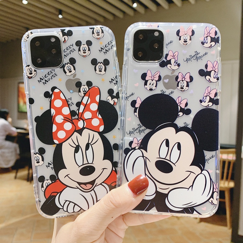 New Pelindung Casing Hp Pasangan Mickey Minnie Silikon Transparan Paket Lengkap Soft Case Untuk iPhone