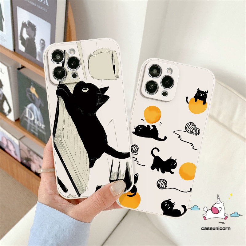 Casing Tepi Lurus Infinix Hot 10 12 11 9 Play 12pro Note 11 12 G96 8 12 2023 Smart 4 5 6 Plus Hot 12 11 8 11s 9 20 20s 10t 10s 12i 10Lite Motif Samping Kartun Kucing Lucu Sarung Soft Case